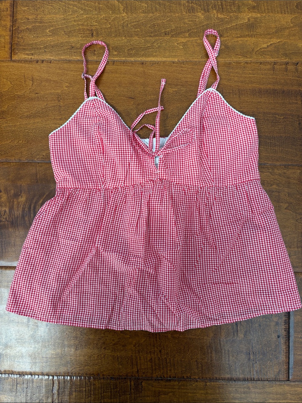 Red Gingham Spaghetti Strap Top